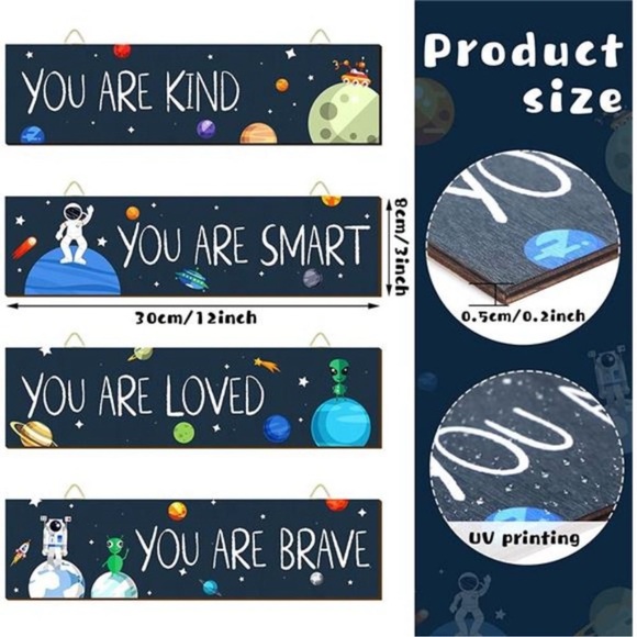 4 Pieces Inspirational Wall Art Decor Space Themed Bedroom Decor - Picture 6 of 9